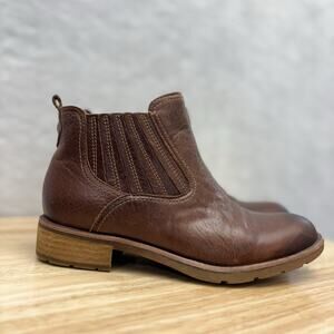 Sofft Bellis III Distressed Waterproof Brown Leather Chelsea Ankle Boots 7.5
